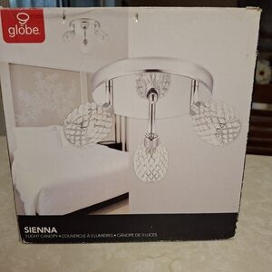 Globe Chrome 3-Light Ceiling Fixture with Clear Crystal Shades